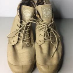 Palladium Khaki Plaid Ankle Canvas Boots Men’s Sz 11.5 US/ 45 EU