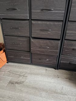 2 Dark Gray Fabric Dresser with Metal Frame