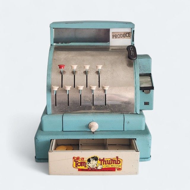 Vintage Tom Thumb Toy Cash Register Blue