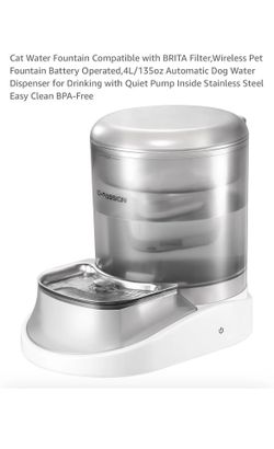 Cat Water Fountain Compatible with BRITA Filter,Wireless Pet Fountain Battery...