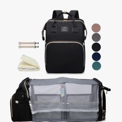 Diaper Bag Backpack With Changing Station   Black