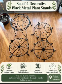 Black Metal Wire Plant Stands Set of 4