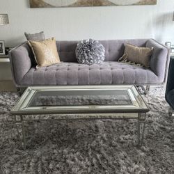 Gray Microfiber High Rise Sofa 
