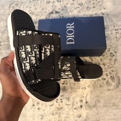black Dior slides