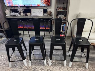 New black Bar Stools Set Of 4 (25 In) Indoor Outdoor
