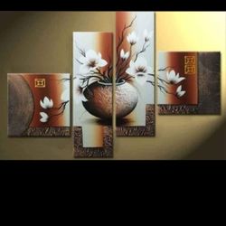 WIECO ART -STRETCHED AND FRAMED 100% HAND-PAINTED MODERN CANVAS WALL ART STRETCHED AND FRAMED ELEGAN