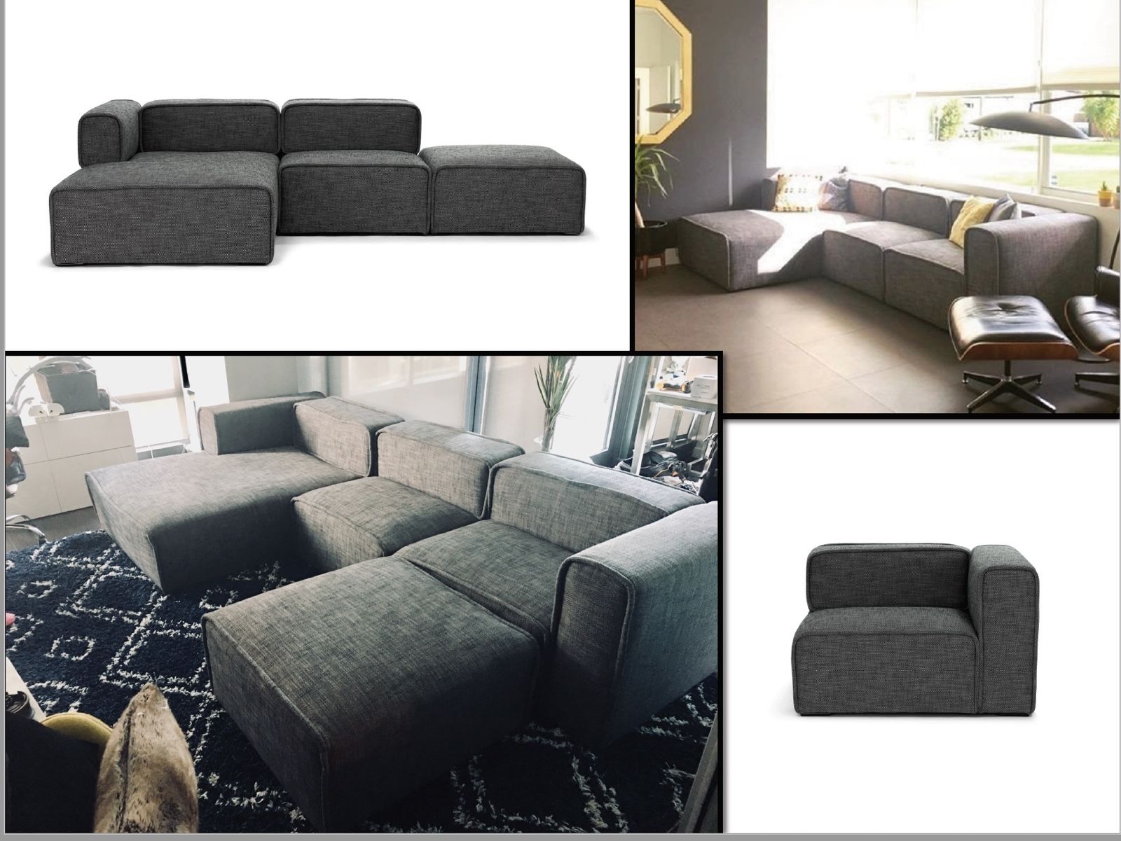 Quadra Article carbon gray modular sectional sofa