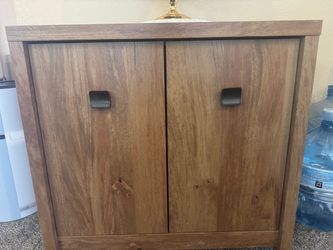 Wooden Two-Door Storage Cabinet with Herringbone Top