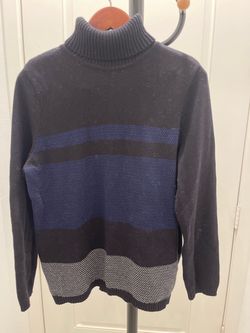 Men's Striped Turtleneck Knit Sweater