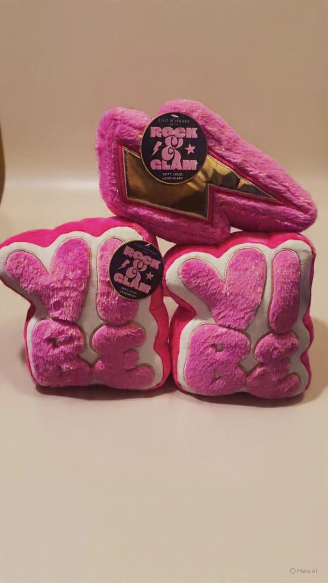 FAO Swartz Rock & vibe 10 “ pink plush pillow