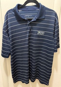 Nike Men's Tampa Bay Rays Navy Stripe Performance Polo