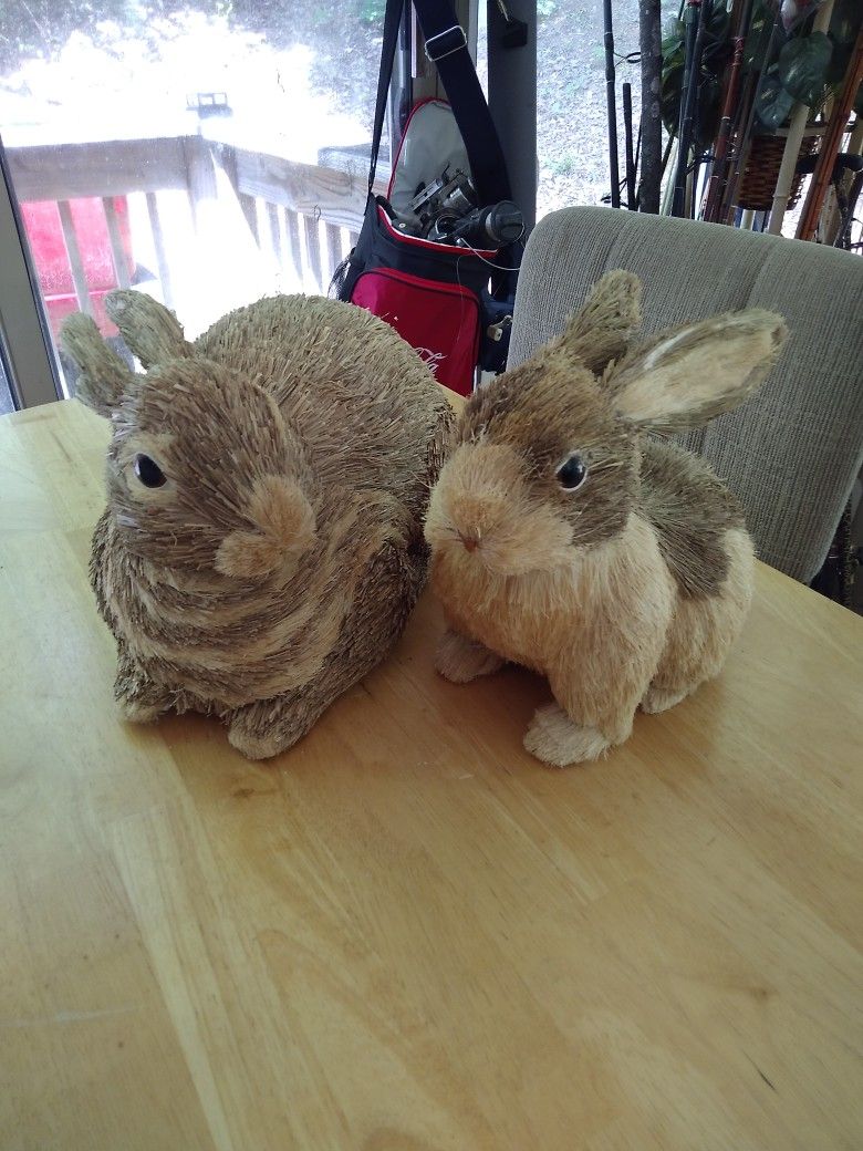 RABBIT. DECOYS. LOOK REAL. LIFE SIZE STRAW GRASS FUR.