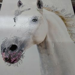 5 Ft Tall Unique Giant White Horse Painting 