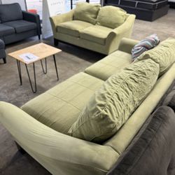 Green Sofa and Loveseat Living Room Set