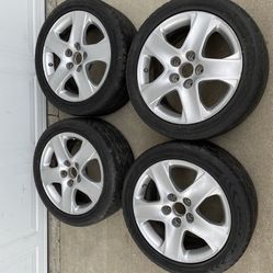 4 — 235/45r17 5x120 5x4.72 Stock Acura RL TLX Odyssey Pilot Wheels Rims Good 80% Treads Tires!!!!!!!