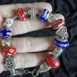 Heart And Cross Charm Bracelet ( Removable Charms)