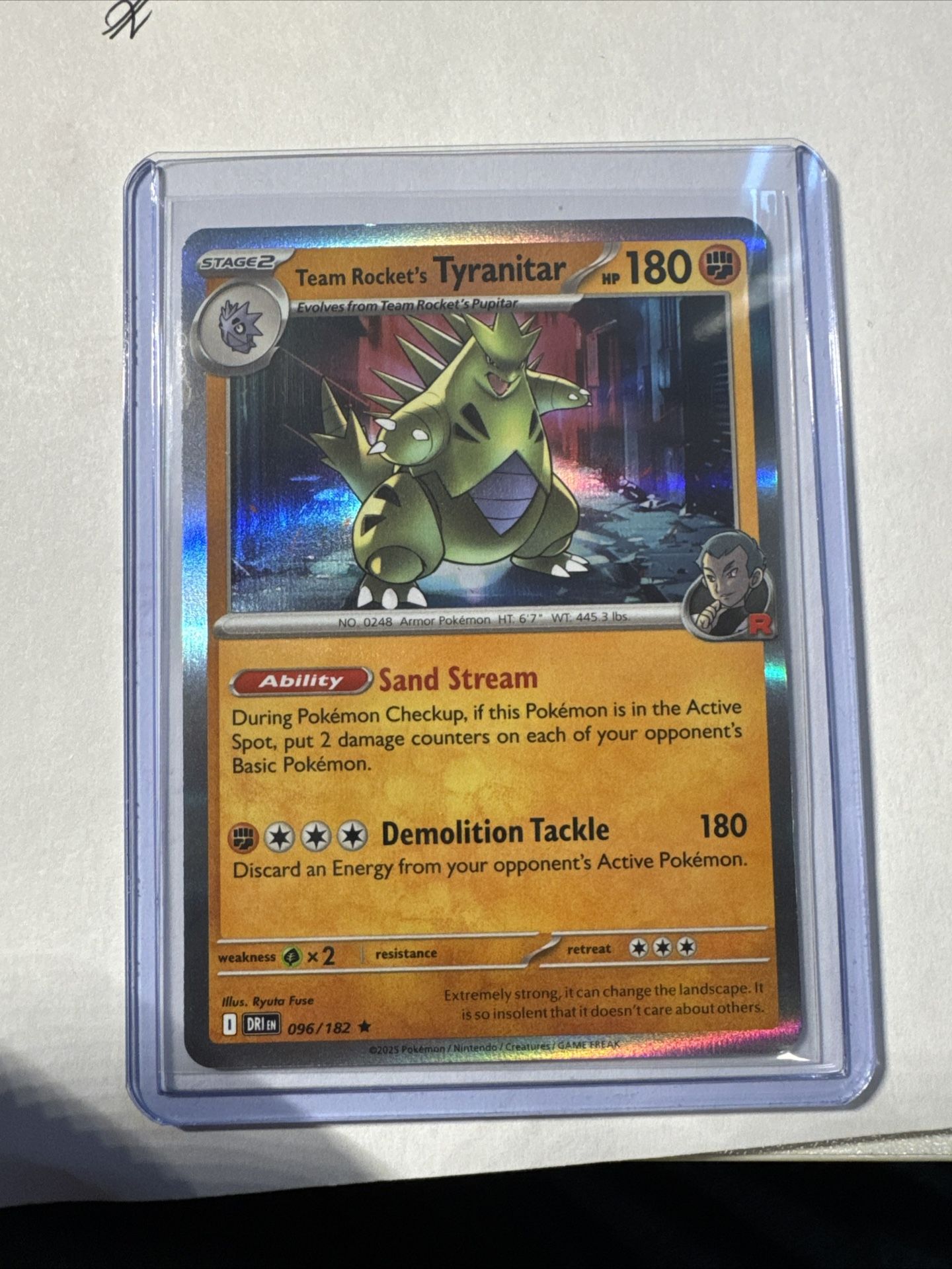Pokémon Center Stamped Team Rockets Tyranitar Promo Card 096/182