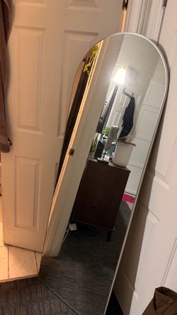Full Length Arched Floor Mirror Silver Frame