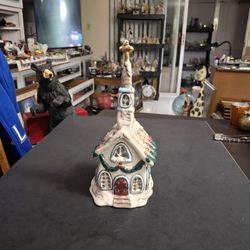 Blue Sky Clayworks Heather Goldminc 2009 Church Tealight Candle Holder - A Whimsical Collectible Piece 10"H X 4.5" X 5"