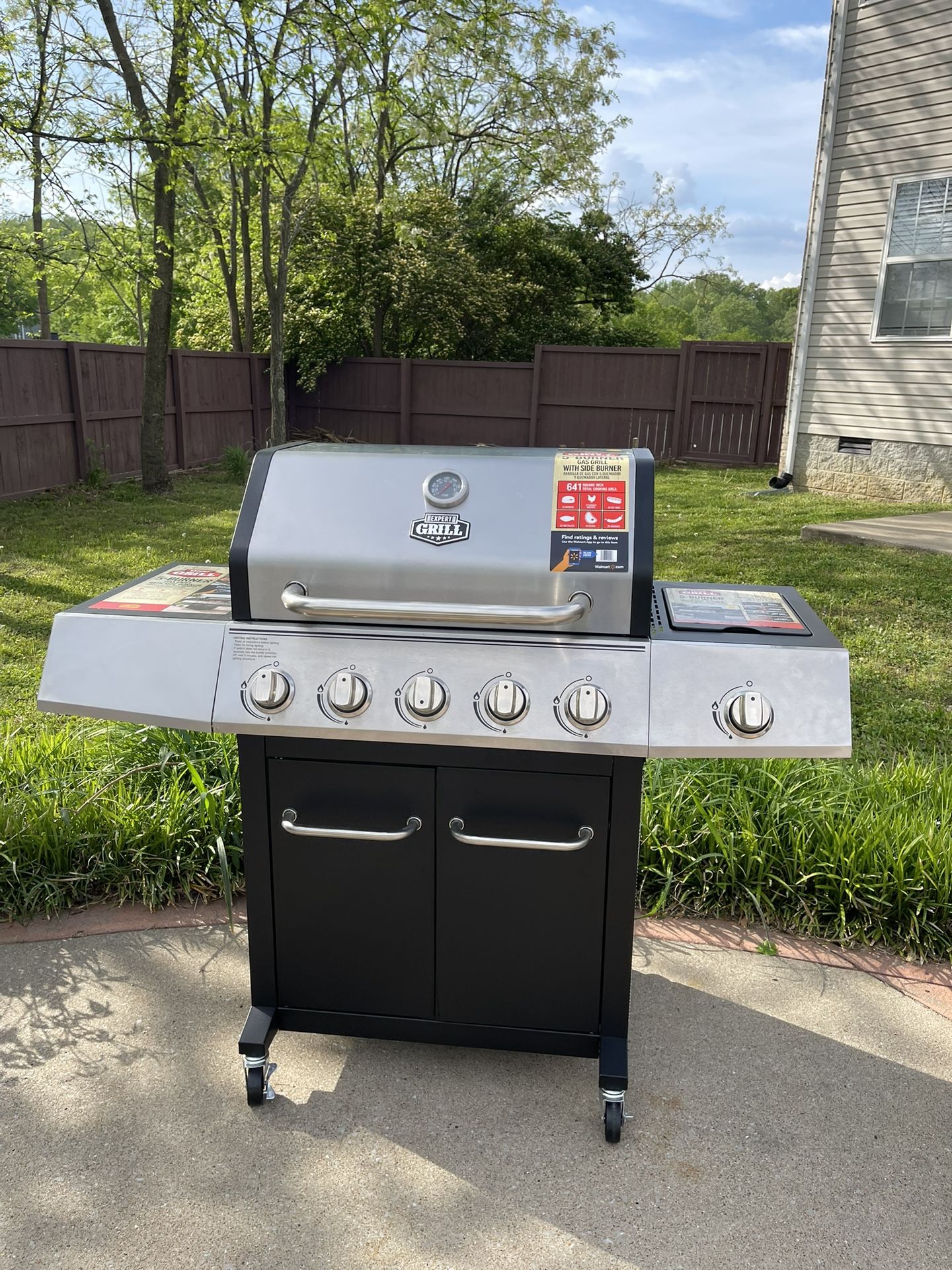 Expert Grill 5 Burner Propane Gas Grill with Side Burner