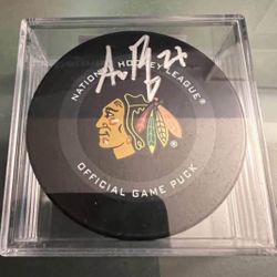 Chicago Blackhawks Adam Boqvist Signed Hockey Puck 