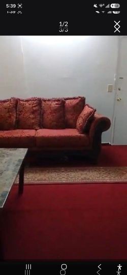 3 seater sofa maroon red gold loveseat couch