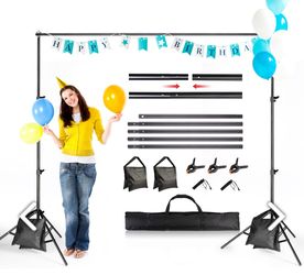 Backdrop Stand 6.5x10ft, ZBWW Photo Video Studio Adjustable Backdrop Stand for Parties, Wedding, Photography, Advertising Display 6.5*10 ft Hi