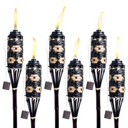 Backyadda Bamboo Torches for Outside, Compatible with All Tiki Torches Fuels, Extra-Large (16oz) Metal Canisters and Fiberglass Wicks for Longer Lasti