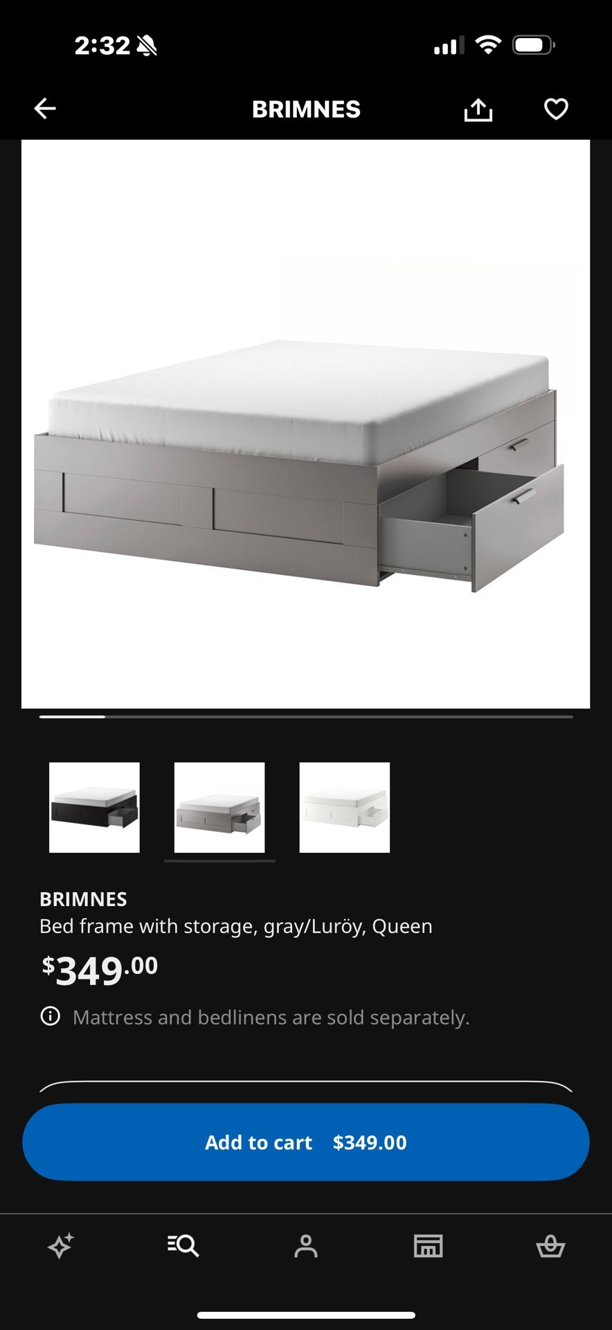 Storage bed frame, full