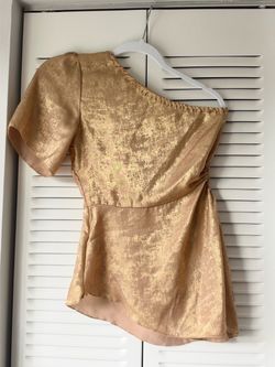 Gold Metallic One-Shoulder Top