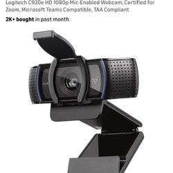 Logitech C920e HD 1080p Mic-Enabled Webcam, Certified for Zoom, Microsoft Teams Compatible, TAA Compliant