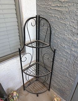 3-Tier Black Metal Corner Plant Stand / Shelf