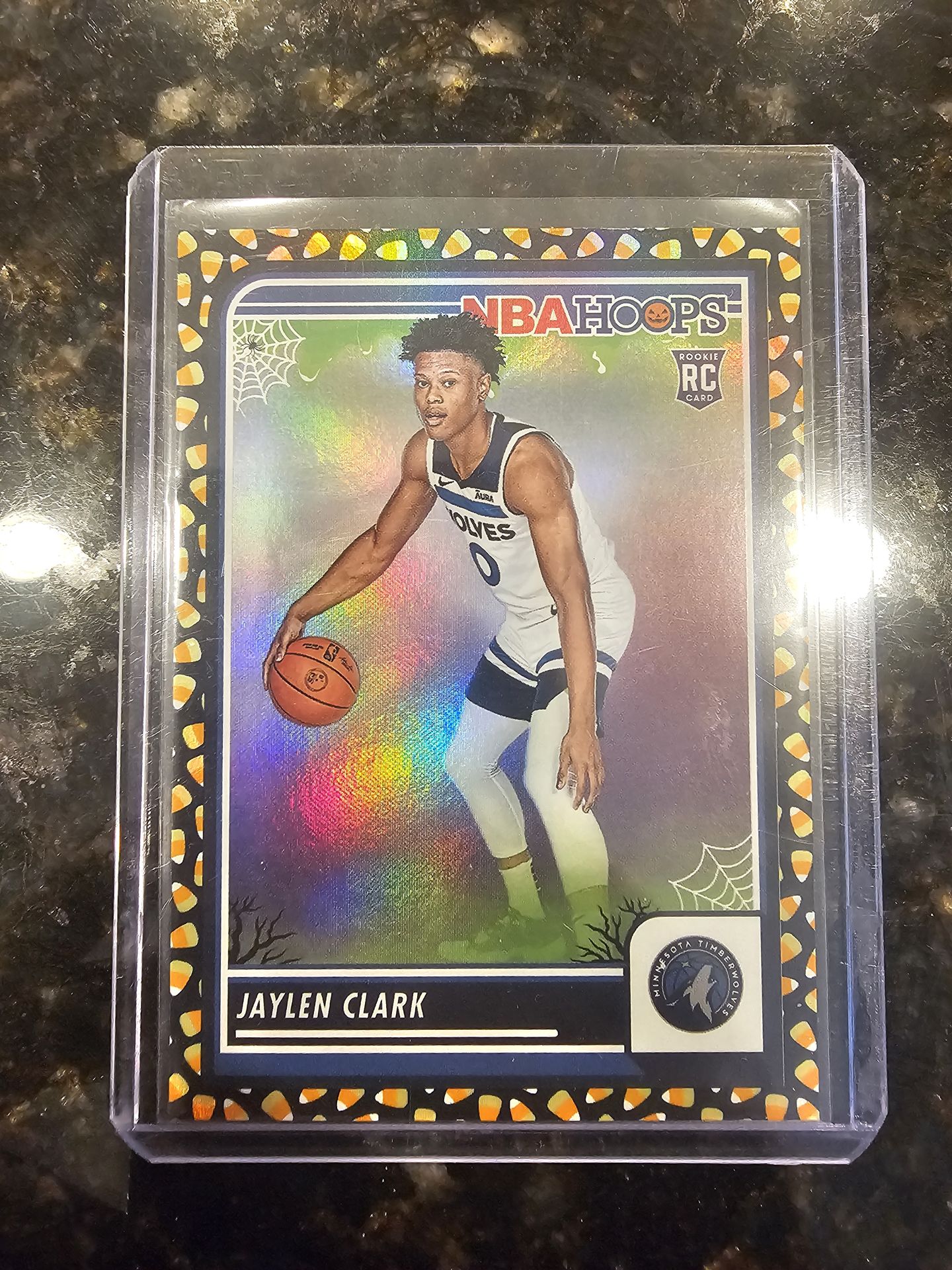2023-24 Panini NBA Haunted Hoops Jaylen Clark Candy Corn Foil Holo SP RC