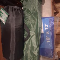 3/4 Person Tent And New Sleeping Bag With 10x12 Tarp All New 