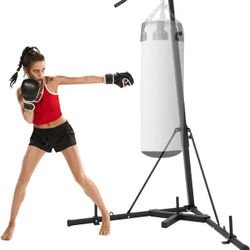 New 2 in 1 Heavy Bag Stand, Height Adjustable Punching Bag Stand, Foldable Boxing Bag Stand Steel Sandbag Rack Freestanding Up to 132 lbs for Home and