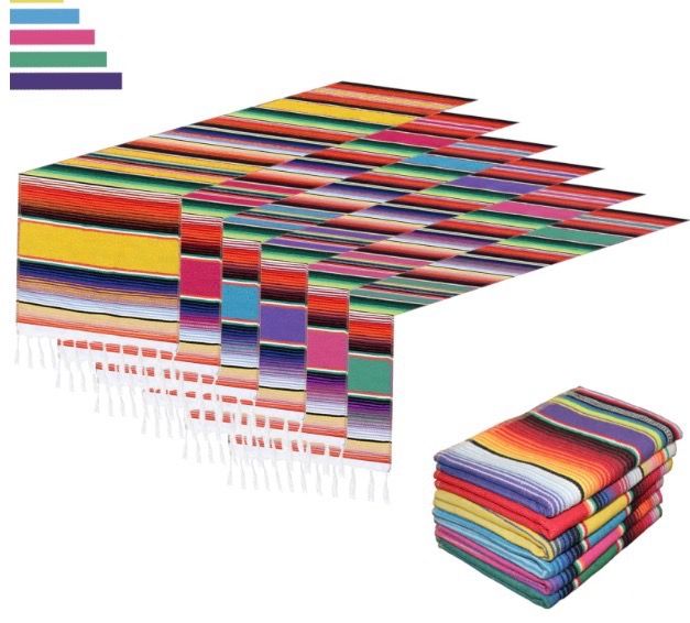 6pcs boho Mexican runner table 14”x82”