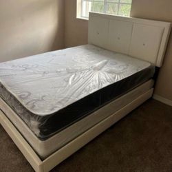 NEW BED FRAME FULL SIZE WITH MATTRESS AND BOX SPRING 3 PCs