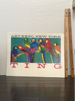 Vintage Ting Parrot Print vibrant no frame 23x32”