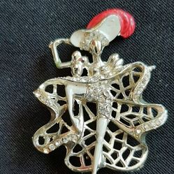 Mardi Gras Can-Can Dancing Girl Brooch