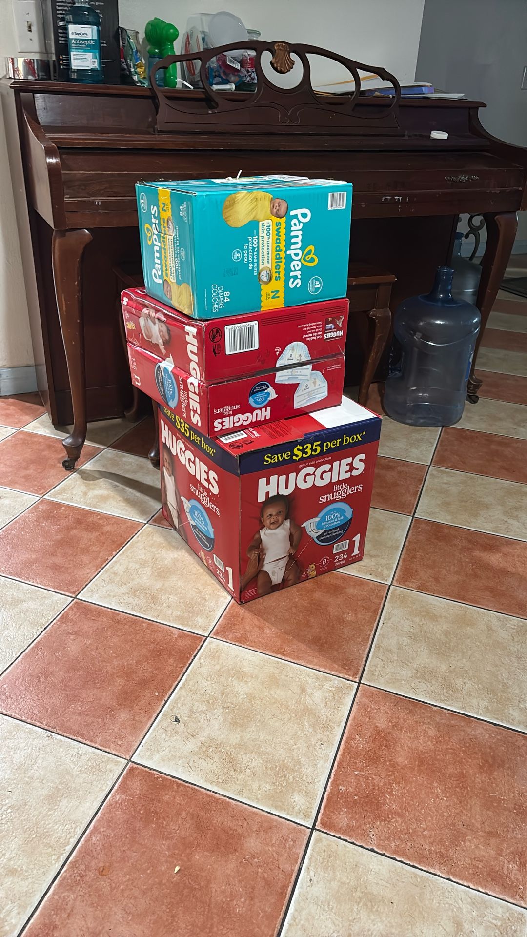 Newborn Pampers 84 Count And Newborn Huggies 136 Count And A Size 1 234 Count