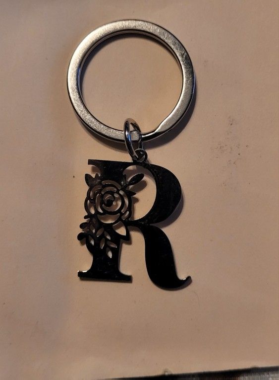 Flower Initial Keychain 