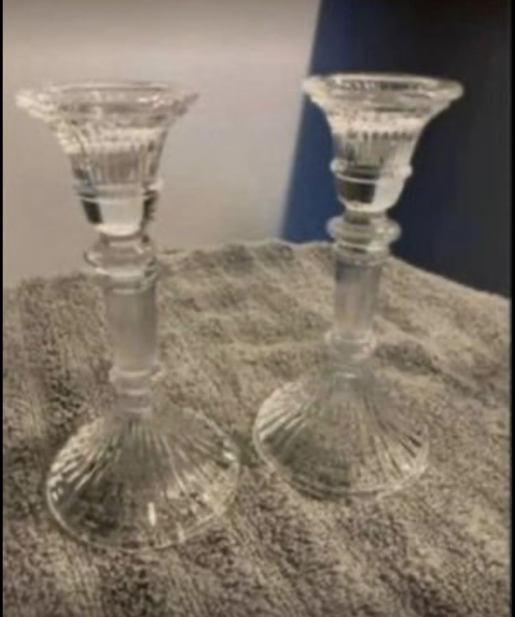 Pair of Vintage Crystal Candle Stick Holders