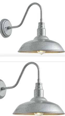 Title:  2-Pack 10” Outdoor Gooseneck Barn Lights, Silver Galvanized Farmhouse Wall Sconces for Porch, Garage, Patio & Yard, Waterproof Exterior Wall L