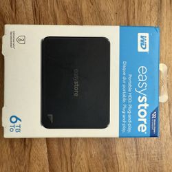 WD - Easystore 6TB External USB 3.2 Gen 1 Portable Hard Drive - Black