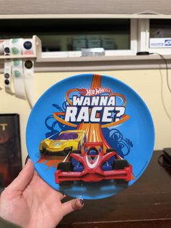 Hot Wheels Wanna Race Kids Dinner Plate 2018 Mattel