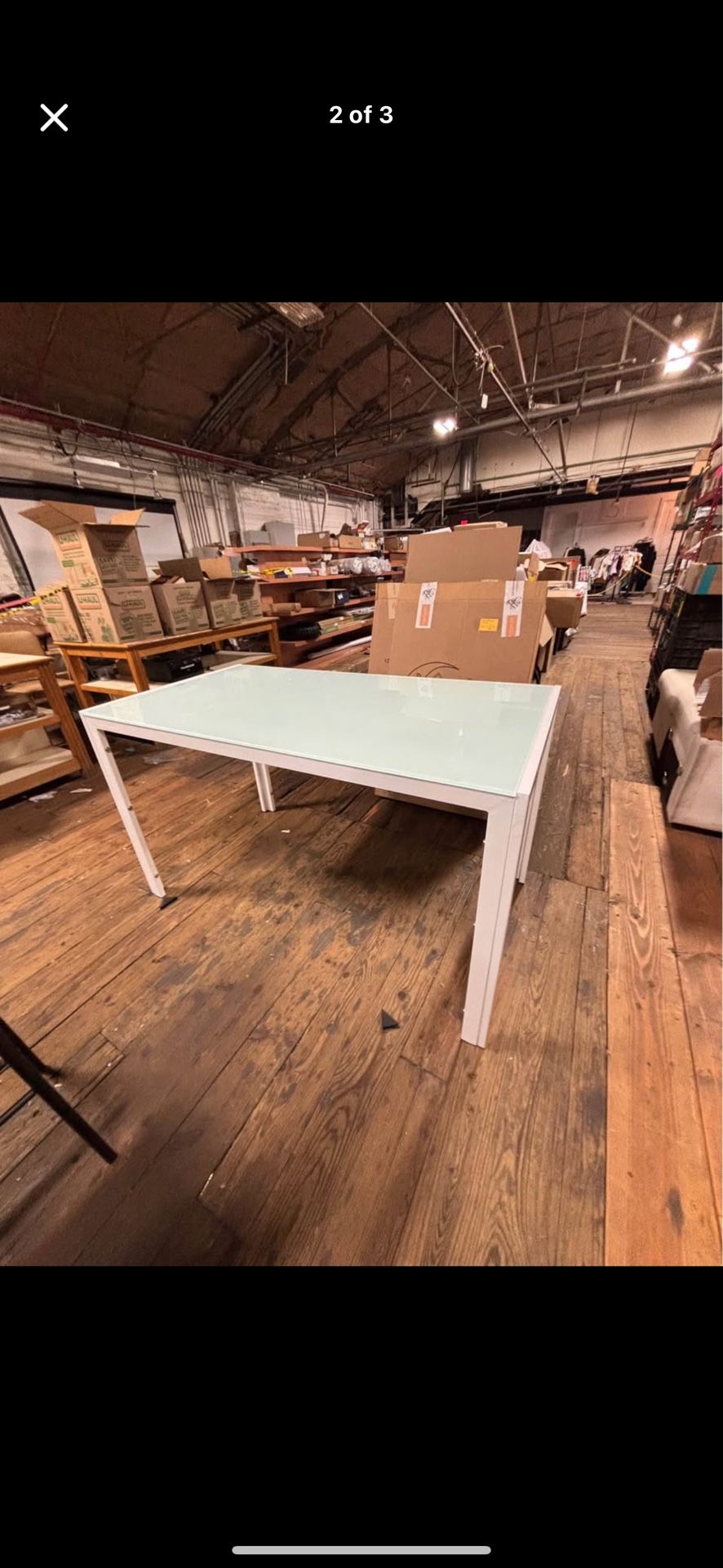 White Glass Top Table 