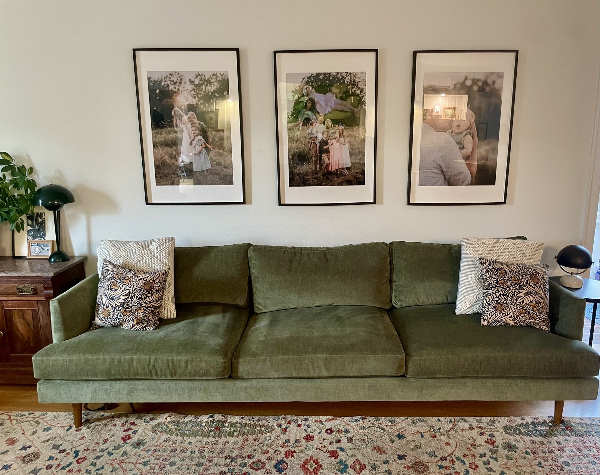 West Elm Olive Green Sofa