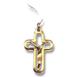 14K Gold Jesus Cross Pendant 