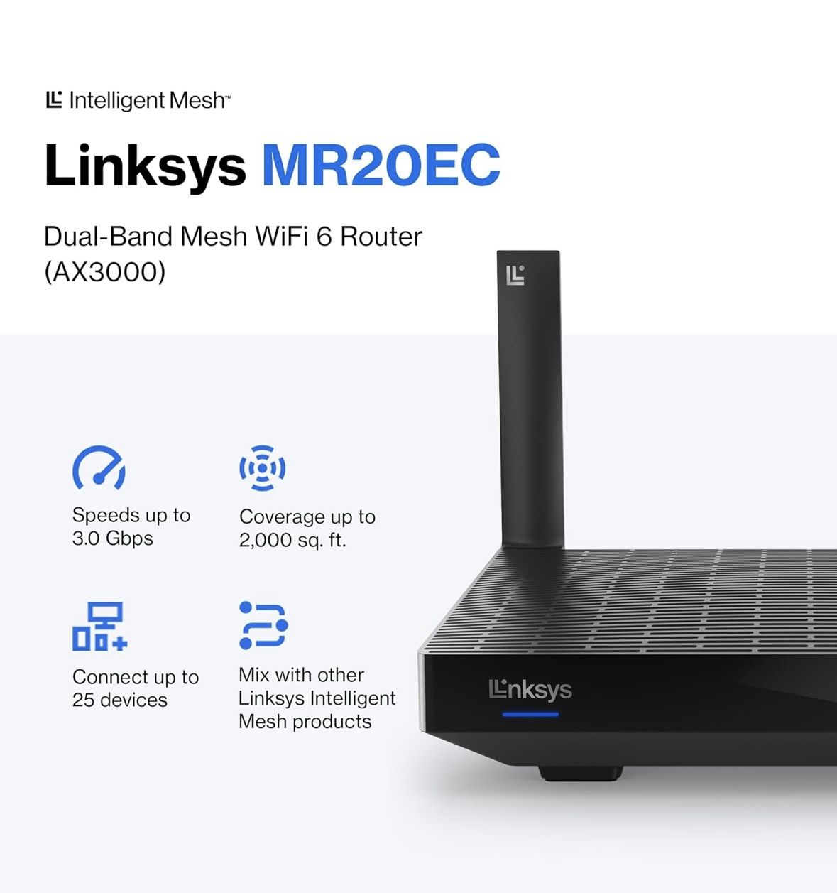 Linksys MR20EC Dual-Band Mesh WIFI 6 Router