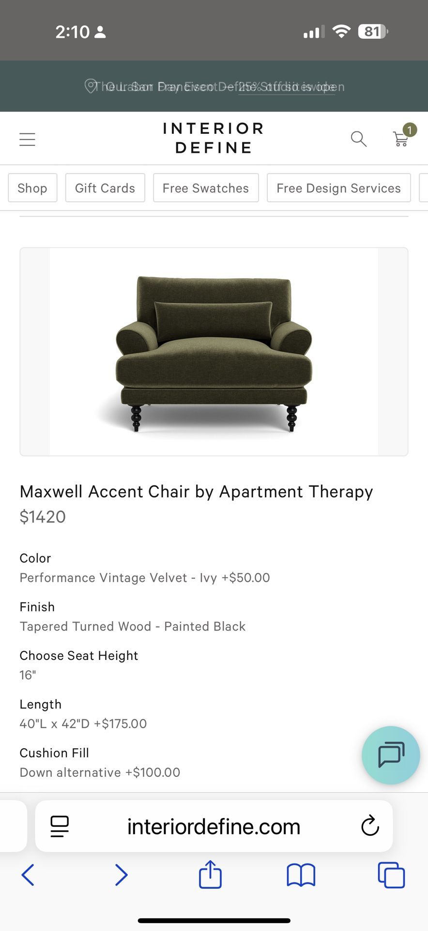 Maxwell Accent Chair And Ottoman 